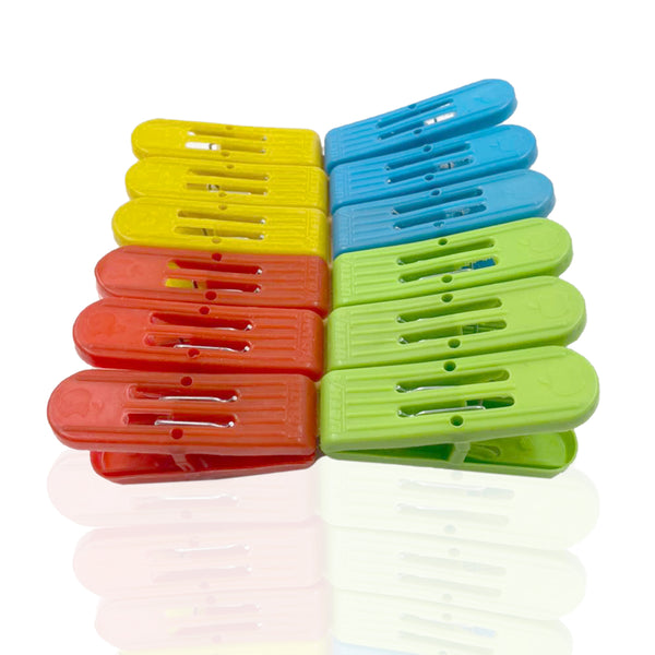 3461 Plastic Cloth Hanging Clips Set of 12 Pieces (1 Dozen) - Multicolor