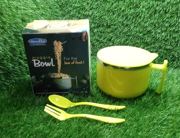 2933 Maggie Bowl with Lid and Handle, Soup Bowls for Easy Perfect Breakfast Cereals, Fruits, Ramen, Beverages,Essentials, Dishwasher Safe Double Layer DeoDap