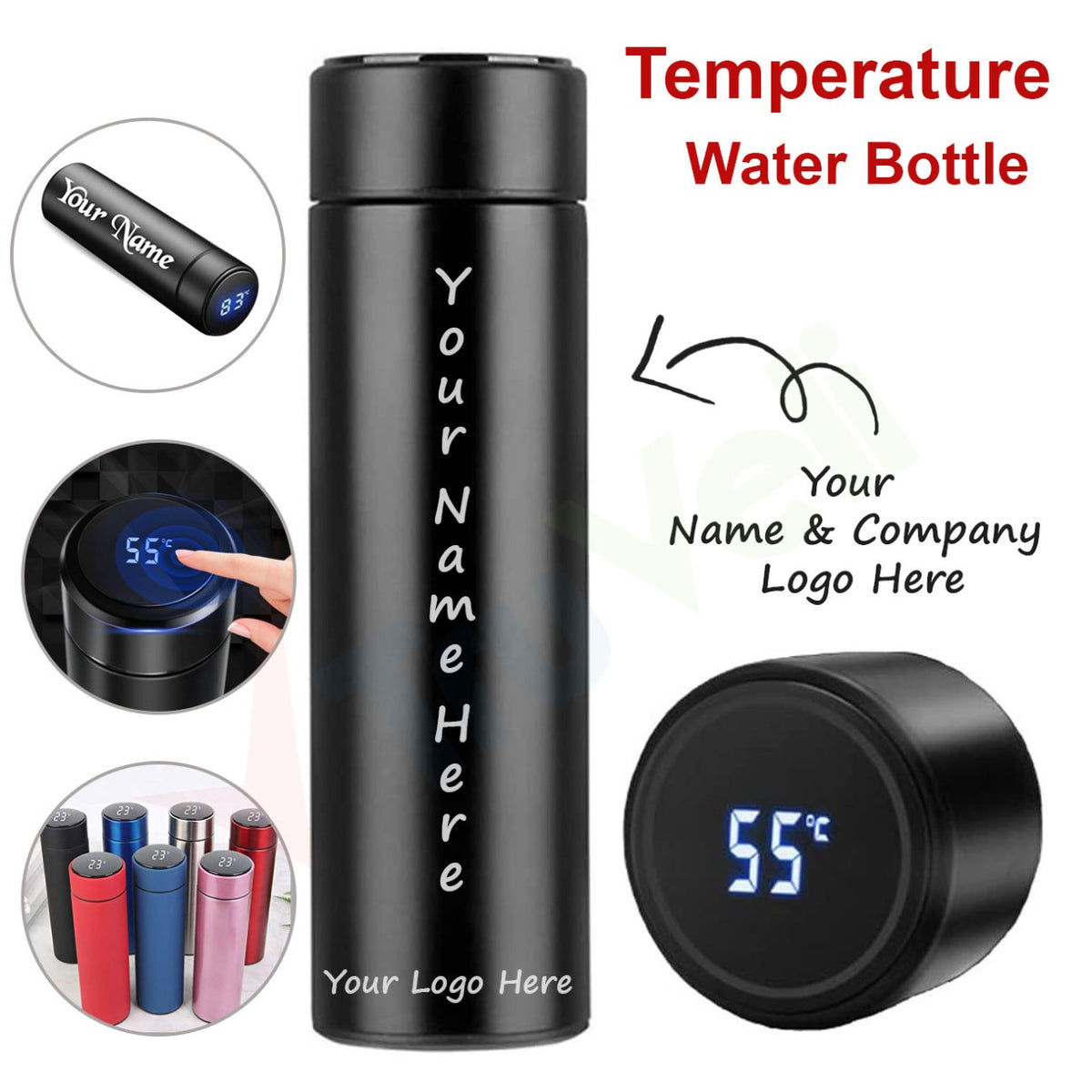 Intelligent Temperature Display Vacuum Insulated Water Bottle,leak