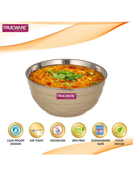 AM2418 Trueware Ultimate Microwave safe Stainless Steel Plastic Serving Bowl Small 1000ml