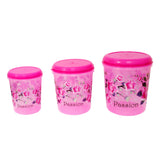 3684 Round Container Set Flower Print ( 1kg, 2kg, 3kg )