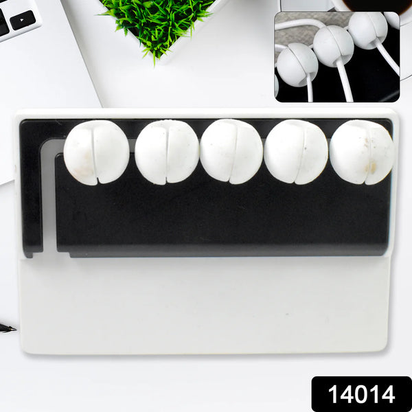 14014 5 Slots Adhesive Desk Cable Cord Holder for Charging Cable (1 Pc / Mix Color)