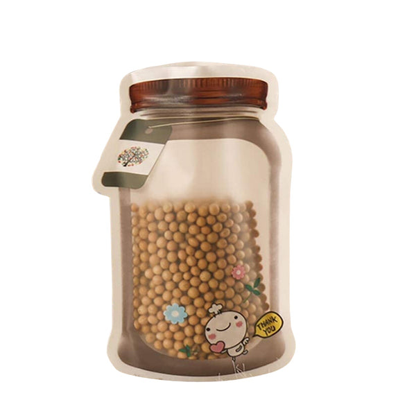 10086 Plastic Transparent Medium Jar Shaped Pouch With Zipper (1 Pc)