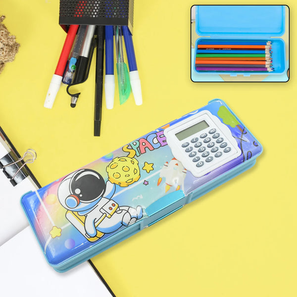 4257 DOUBLE SIDED MAGNETIC GEOMETRY BOX, PENCIL BOX WITH CALCULATOR FOR BOYS ART PLASTIC PENCIL BOX FOR GIRLS AND BOYS