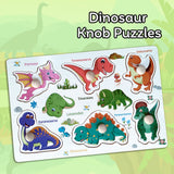 A07151 Dinosaur Theme Wooden Peg Knob Puzzle Board mix