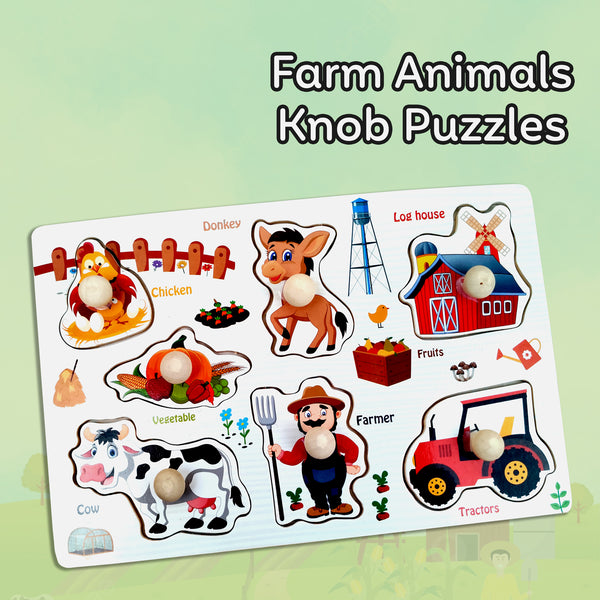 A07151 Dinosaur Theme Wooden Peg Knob Puzzle Board mix