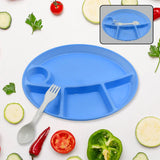 5577 PLASTIC FOOD PLATES / BIODEGRADABLE 5 COMPARTMENT PLATE WITH SPOON FOR FOOD SNACKS / NUTS / DESSERTS PLATES FOR KIDS, REUSABLE PLATES FOR OUTDOOR, CAMPING, BPA-FREE (1 PC)