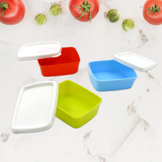 5556 PLASTIC AIRTIGHT CONTAINERS SET, SMALL PLASTIC CONTAINER SET, RECTANGULAR PLASTIC FOOD, PICKLE, FRIDGE CONTAINERS MULTICOLOR KITCHEN STORAGE CONTAINER (3 PCS SET)