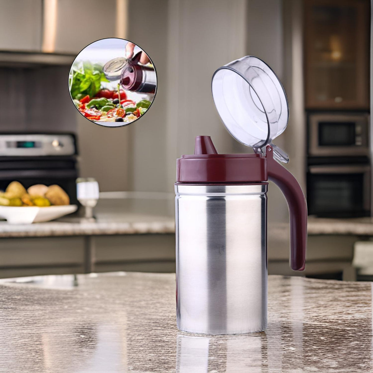 8126 Oil Dispenser Stainless Steel with small nozzle 500ML Oil Contain ...