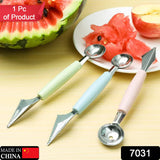 7031 MULTIFUNCTIONAL STAINLESS STEEL FRUIT, VEGETABLE PATTERN CARVING KNIFE PEELER CORER SPHERICAL DIG BALL SCOOP, GARNISHING DIG BALL SPOON KIT.