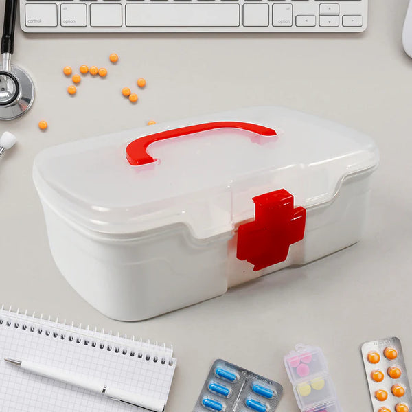 12980 3 Compartment Medical Box 1 Piece Indoor Outdoor Medical Utility Medicine Storage Box Purpose Regular Medicine