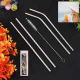 15261 Reusable Stainless Steel Straws Set of 5 (2 Straight straws, 2 Bent straws, 1 Brush)