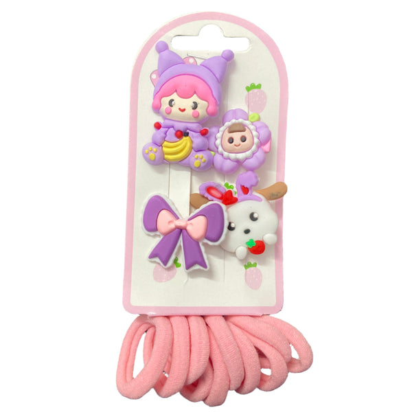 AM1056 Hair Clip & Hair Hair Rubber Set for Girls Kids