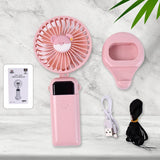 14080 Mini USB Charging Fan with Percentage Display, 5 Speed Modes, and Mobile Stand