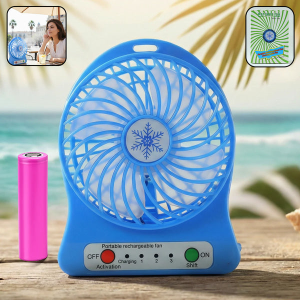 17707 Portable Rechargeable Mini Table Fan With LED Light And Battery (1 Pc)