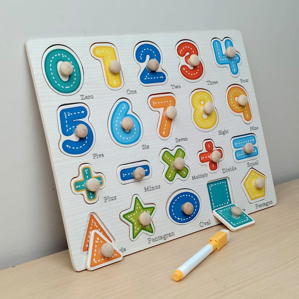A07144 Wooden Peg Puzzle Board for Toddlers-MIX