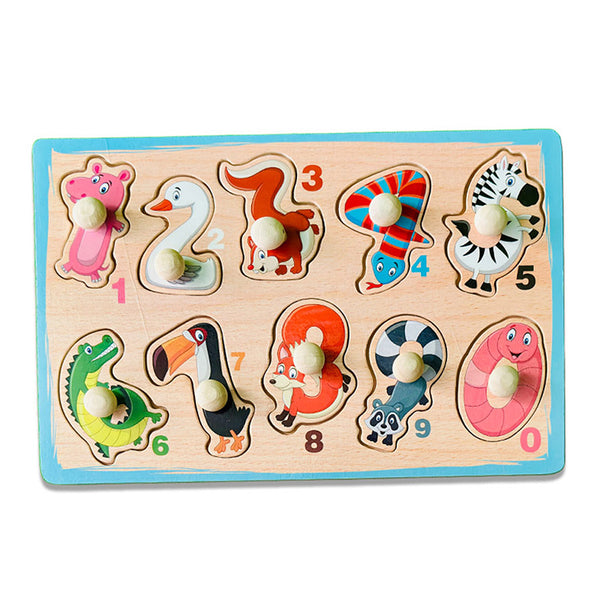 A07151 Dinosaur Theme Wooden Peg Knob Puzzle Board mix