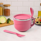 10657 Apex Premium 700 ML Multipurpose Noodle Bowl with Handle, Lid and Fork by Apex