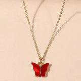 AM1066 Butterfly Shape Golden Chain Red Pendant for Women and Girls.