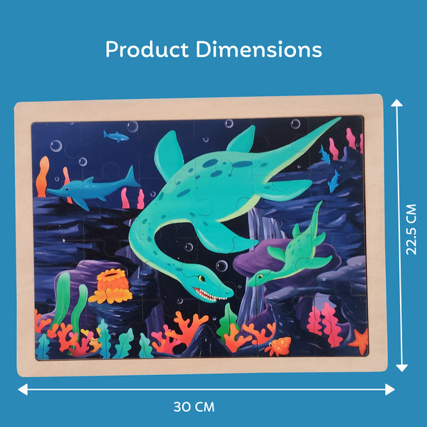 A07149 Wooden Underwater Sea Animal Puzzle Board with Reference Sheet
