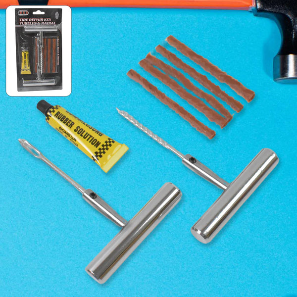 15348 Tyre Repair Puncture Kit with 5 Rubber Strips (8 Pcs Set)