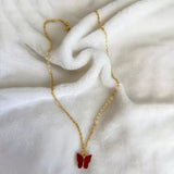 AM1066 Butterfly Shape Golden Chain Red Pendant for Women and Girls.