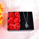 18907 Rose Flower Gift Box, Handmade Eternal Rose with I Love You Necklace, Valentine's Day,