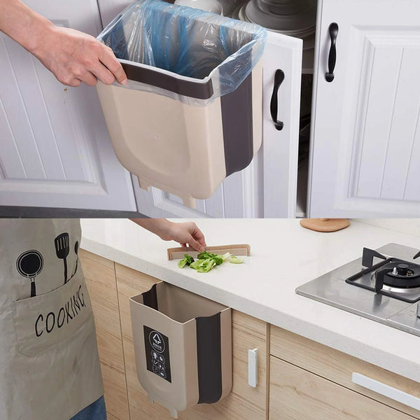 5873 HANGING TRASH CAN FOR KITCHEN CABINET DOOR, SMALL COLLAPSIBLE FOLDABLE WASTE BINS, HANGING TRASH HOLDER FOR BATHROOM BEDROOM OFFICE CAR, PORTABLE.