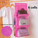 13263 6 Pockets Hanging Purse Handbag Organizer Clear Hanging Shelf Bag (1 Pc)