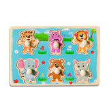 A07151 Dinosaur Theme Wooden Peg Knob Puzzle Board mix