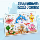 A07151 Dinosaur Theme Wooden Peg Knob Puzzle Board mix