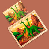 A07148 Dinosaur Theme Wooden Jigsaw Puzzle Tray for Kids