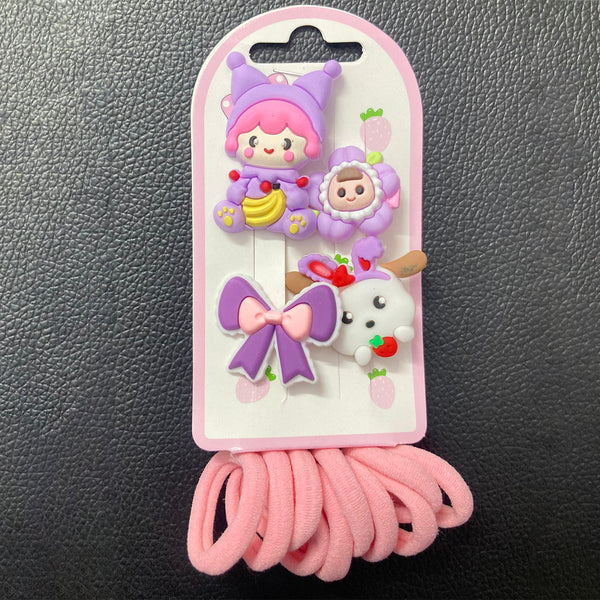 AM1056 Hair Clip & Hair Hair Rubber Set for Girls Kids