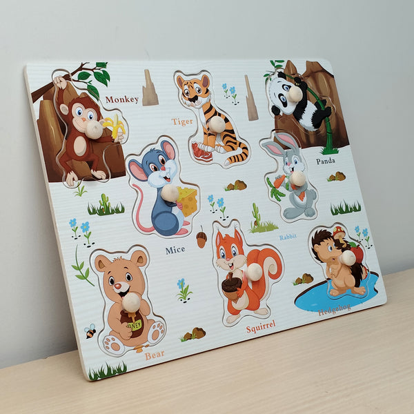 A07144 Wooden Peg Puzzle Board for Toddlers-MIX
