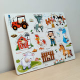 A07144 Wooden Peg Puzzle Board for Toddlers-MIX