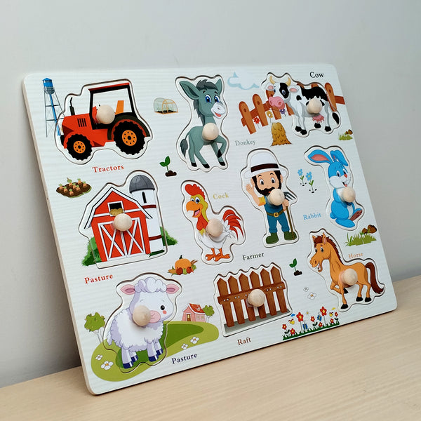 A07144 Wooden Peg Puzzle Board for Toddlers-MIX