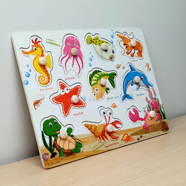A07144 Wooden Peg Puzzle Board for Toddlers-MIX