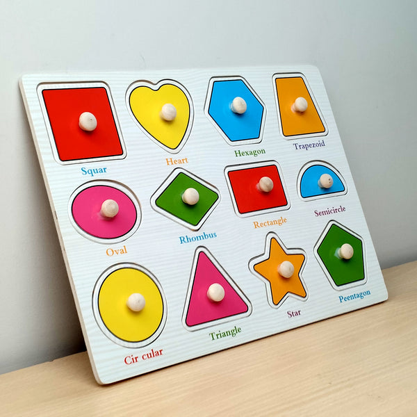 A07144 Wooden Peg Puzzle Board for Toddlers-MIX