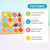 A07138 Wooden Geometric Shape Matching Puzzle for Kids and Toddlers