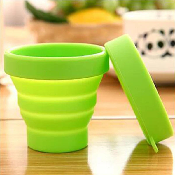 12078 Round Silicone Foldable Glass / Cup, Foldable Travel Mug With Lid (1 Pc)