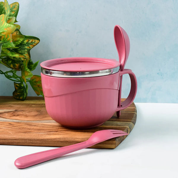 10657 Apex Premium 700 ML Multipurpose Noodle Bowl with Handle, Lid and Fork by Apex