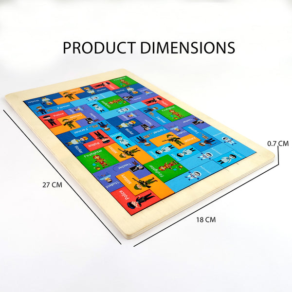 A07135 Wooden Educational Occupation Matching & Tetris Shape Sorting Puzzle Board