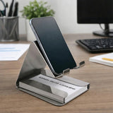 21150 Metallic Desktop Mobile Phone Stand with Business Card Holder