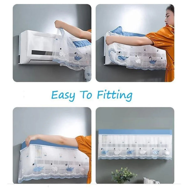 6651 Ac Cover Air Conditioning Dust Cover Folding Designer (Approx 1 Ton / 1 Pc / ac curtain / Mix Design)