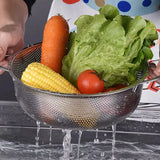 5754 Stainless Steel Colander With Handle, Large Metal Mesh Basket Strainer For Pasta, Spaghetti, Berry Fruits (1 Pc / 25.5 Cm)