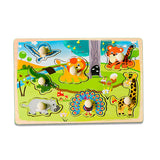 A07151 Dinosaur Theme Wooden Peg Knob Puzzle Board mix