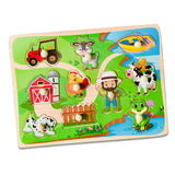 A07152 Wooden Peg Puzzle Board with Colorful Themes and Matching Shapes