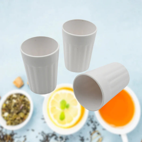 5719 Small Plastic Coffee / Tea Cups / Glass Reusable Plastic Cup Mug Lightweight Microwavable Dishwasher Safe Unbreakable Camping Coffee Mugs for Tea Milk Water Juice Tea (3 Pcs Set)