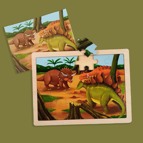 A07150 Wooden Dinosaur Jigsaw Puzzle Board with Reference Sheet
