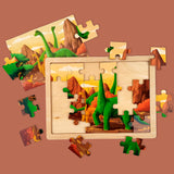 A07148 Dinosaur Theme Wooden Jigsaw Puzzle Tray for Kids